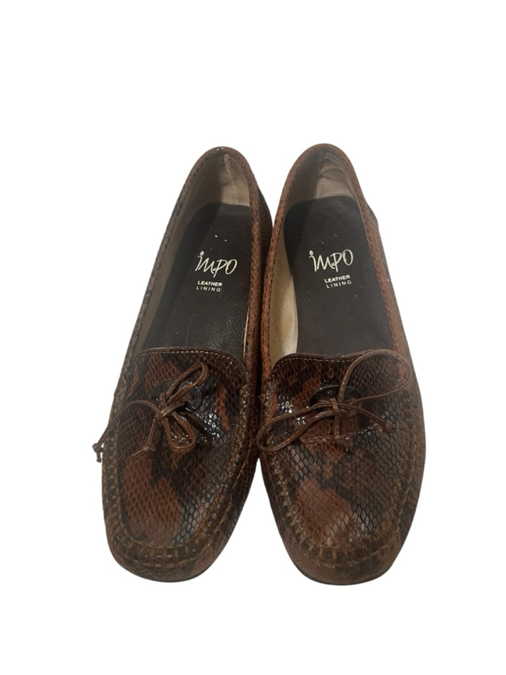Impo Brown Snakeskin-Pattern Slip-On‎ Loafers